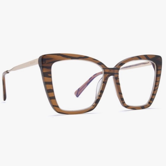 DIFF Becky IV Bluelight Glasses Tigers Eye Blue Light Blocking Clear Lens #111 - Picture 6 of 6